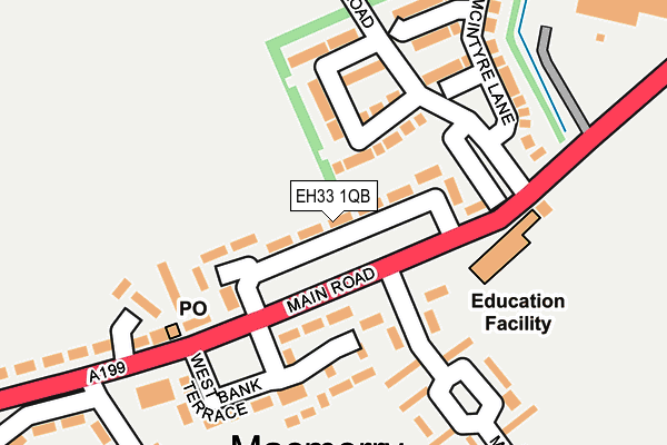 EH33 1QB map - OS OpenMap – Local (Ordnance Survey)