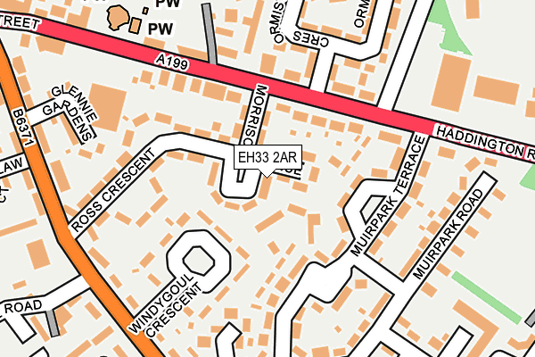 EH33 2AR map - OS OpenMap – Local (Ordnance Survey)