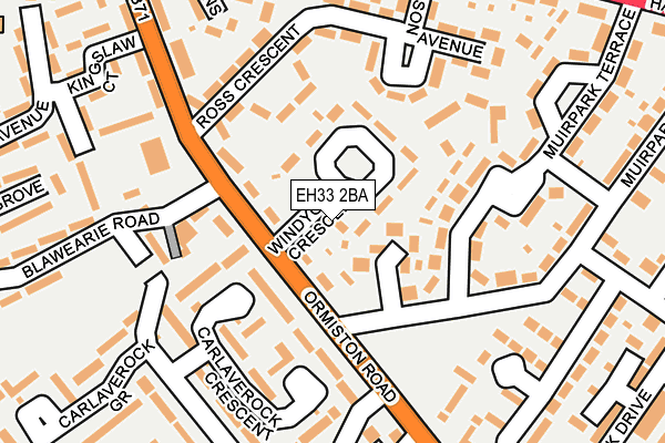 EH33 2BA map - OS OpenMap – Local (Ordnance Survey)