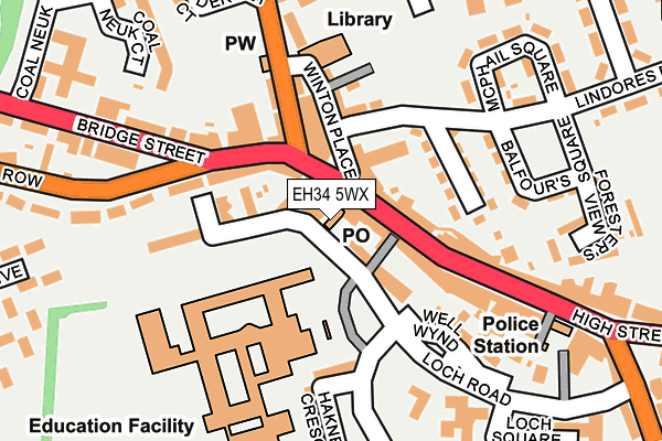 EH34 5WX map - OS OpenMap – Local (Ordnance Survey)