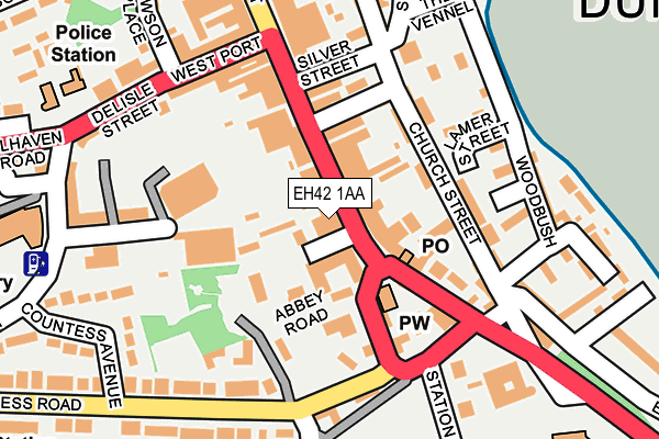 EH42 1AA map - OS OpenMap – Local (Ordnance Survey)