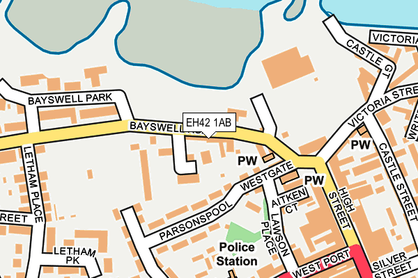 EH42 1AB map - OS OpenMap – Local (Ordnance Survey)