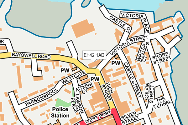 EH42 1AD map - OS OpenMap – Local (Ordnance Survey)