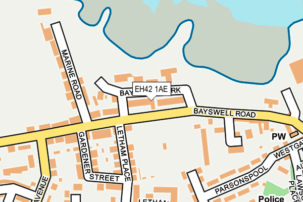 EH42 1AE map - OS OpenMap – Local (Ordnance Survey)