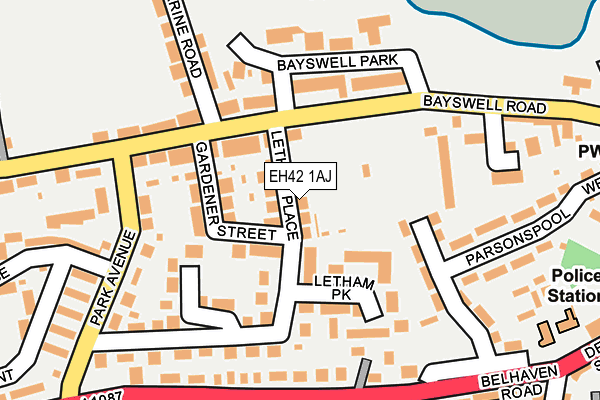 EH42 1AJ map - OS OpenMap – Local (Ordnance Survey)