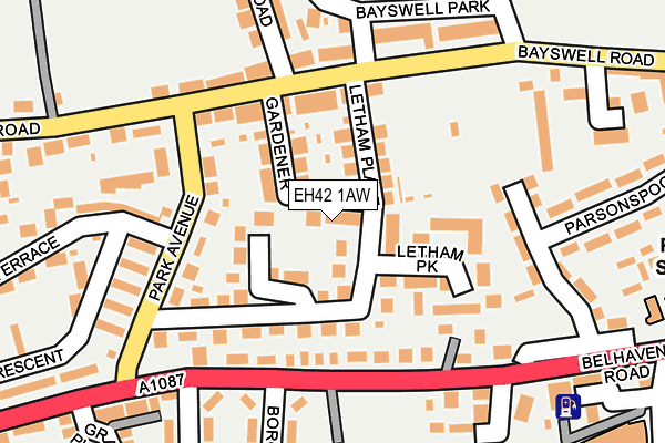 EH42 1AW map - OS OpenMap – Local (Ordnance Survey)