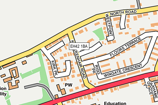 EH42 1BA map - OS OpenMap – Local (Ordnance Survey)