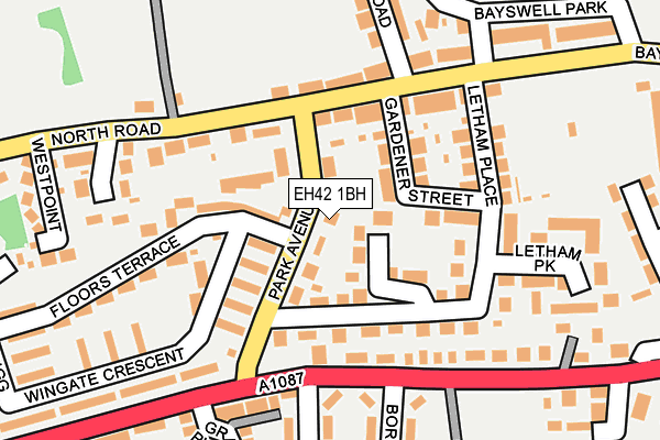 EH42 1BH map - OS OpenMap – Local (Ordnance Survey)