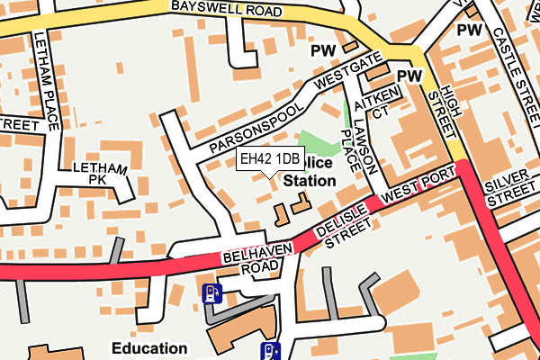 EH42 1DB map - OS OpenMap – Local (Ordnance Survey)