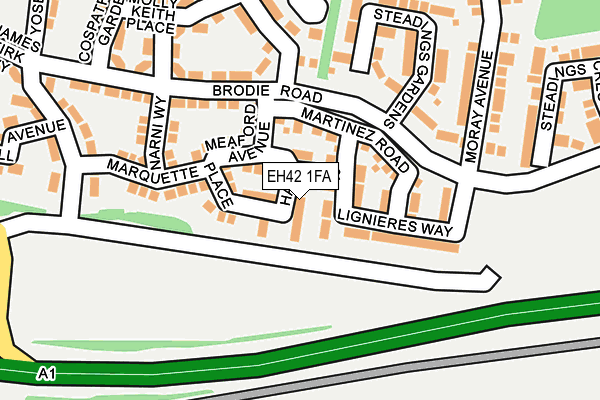 EH42 1FA map - OS OpenMap – Local (Ordnance Survey)