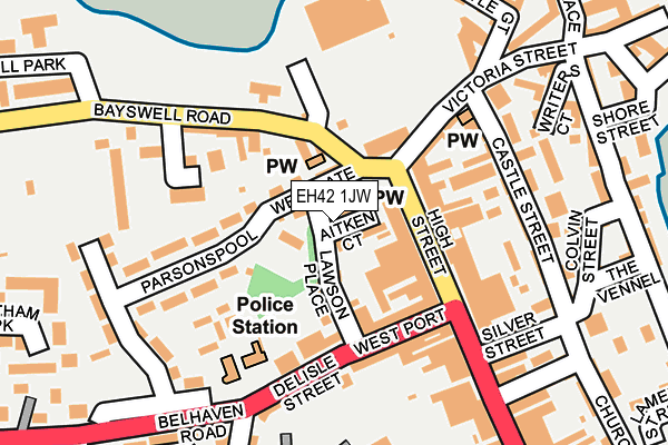 EH42 1JW map - OS OpenMap – Local (Ordnance Survey)