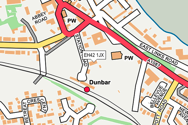 EH42 1JX map - OS OpenMap – Local (Ordnance Survey)