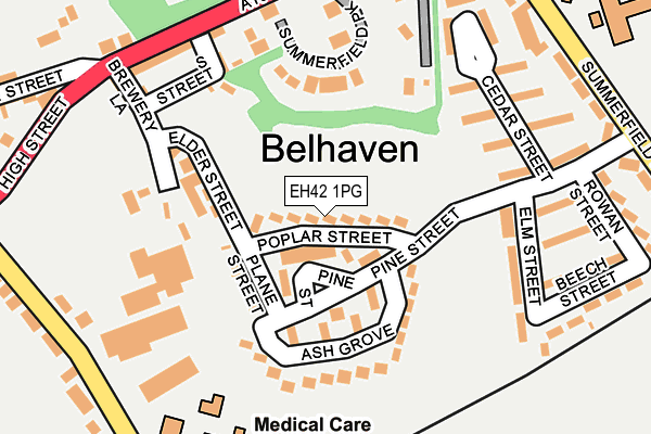 EH42 1PG map - OS OpenMap – Local (Ordnance Survey)