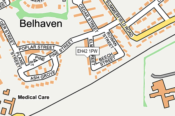 EH42 1PW map - OS OpenMap – Local (Ordnance Survey)