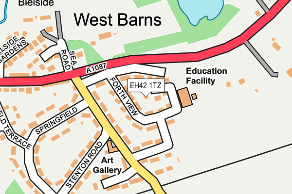 EH42 1TZ map - OS OpenMap – Local (Ordnance Survey)