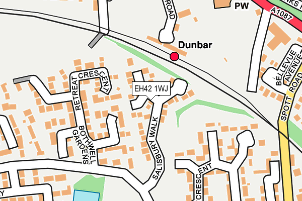 EH42 1WJ map - OS OpenMap – Local (Ordnance Survey)