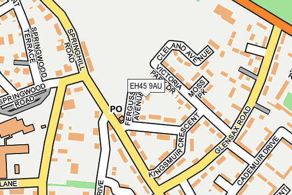 EH45 9AU map - OS OpenMap – Local (Ordnance Survey)