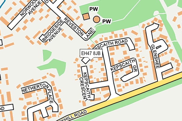 EH47 8JB map - OS OpenMap – Local (Ordnance Survey)