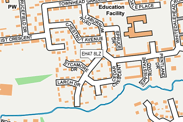 EH47 8LZ map - OS OpenMap – Local (Ordnance Survey)