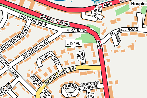 EH5 1AE map - OS OpenMap – Local (Ordnance Survey)