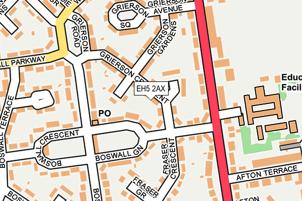 EH5 2AX map - OS OpenMap – Local (Ordnance Survey)