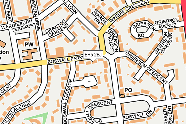 EH5 2BJ map - OS OpenMap – Local (Ordnance Survey)