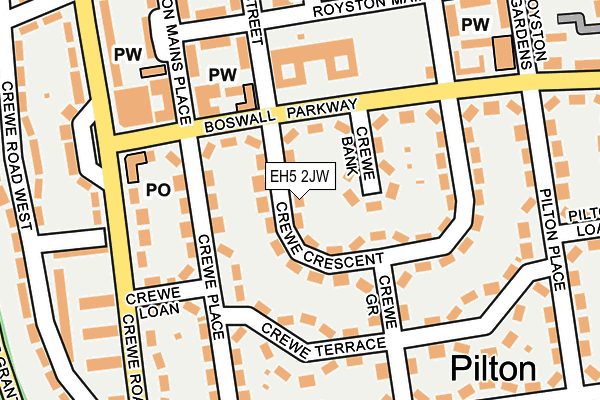 EH5 2JW map - OS OpenMap – Local (Ordnance Survey)