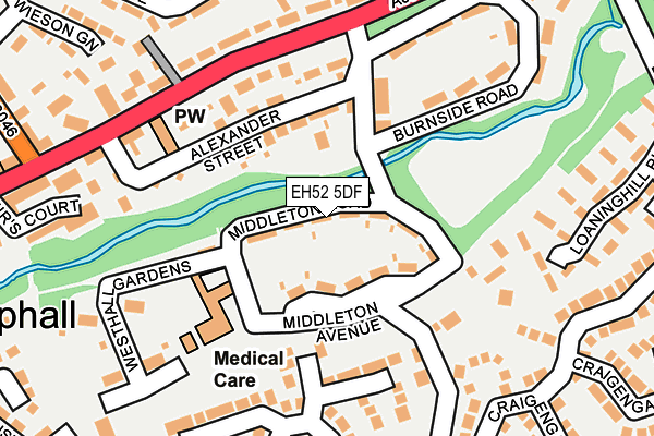 EH52 5DF map - OS OpenMap – Local (Ordnance Survey)
