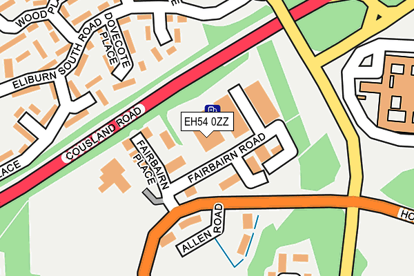 EH54 0ZZ map - OS OpenMap – Local (Ordnance Survey)