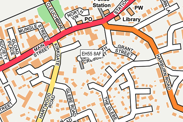 EH55 8AF map - OS OpenMap – Local (Ordnance Survey)