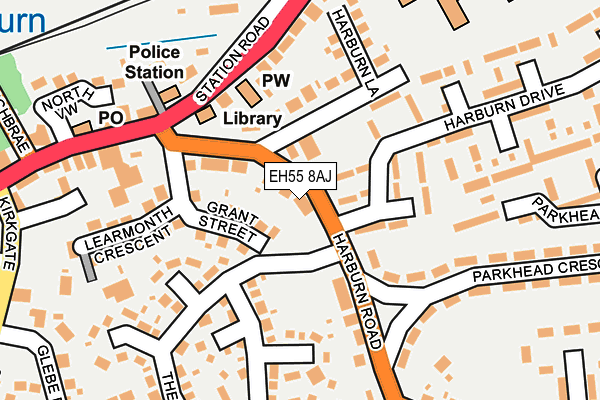 EH55 8AJ map - OS OpenMap – Local (Ordnance Survey)