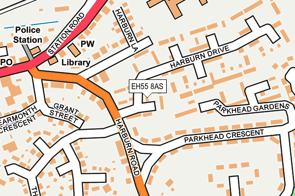 EH55 8AS map - OS OpenMap – Local (Ordnance Survey)