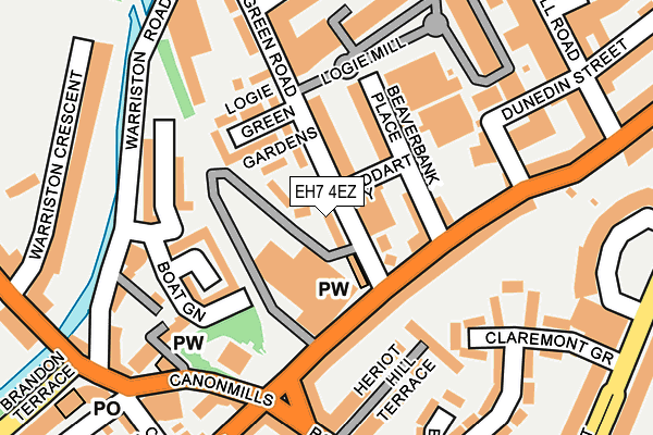 EH7 4EZ map - OS OpenMap – Local (Ordnance Survey)