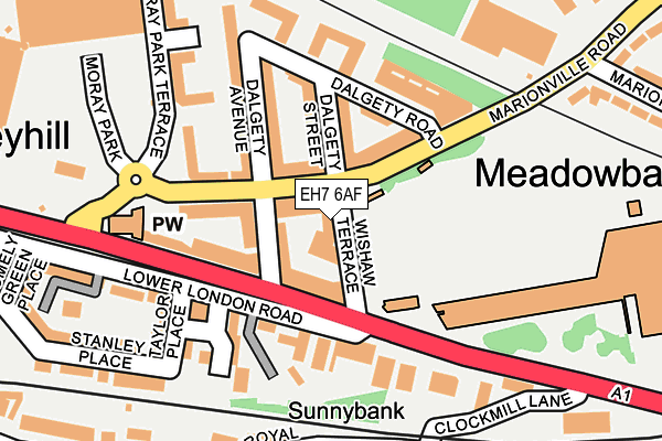 EH7 6AF map - OS OpenMap – Local (Ordnance Survey)