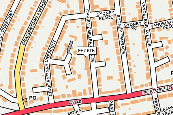 EH7 6TB map - OS OpenMap – Local (Ordnance Survey)