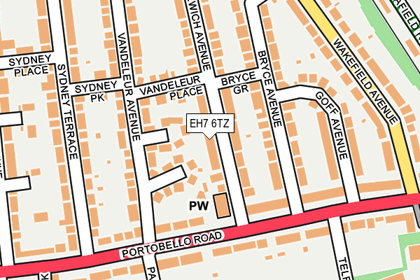 EH7 6TZ map - OS OpenMap – Local (Ordnance Survey)