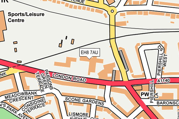 EH8 7AU map - OS OpenMap – Local (Ordnance Survey)