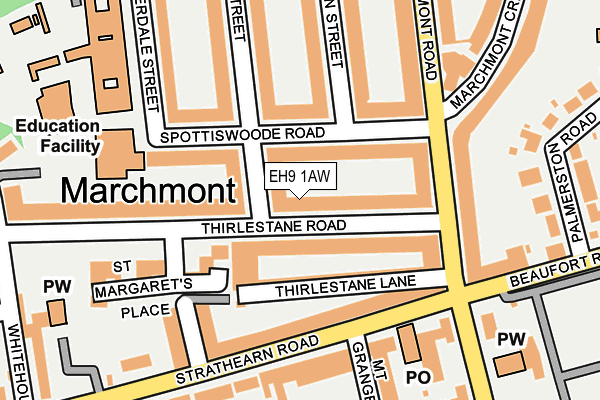 EH9 1AW map - OS OpenMap – Local (Ordnance Survey)