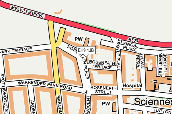 EH9 1JB map - OS OpenMap – Local (Ordnance Survey)