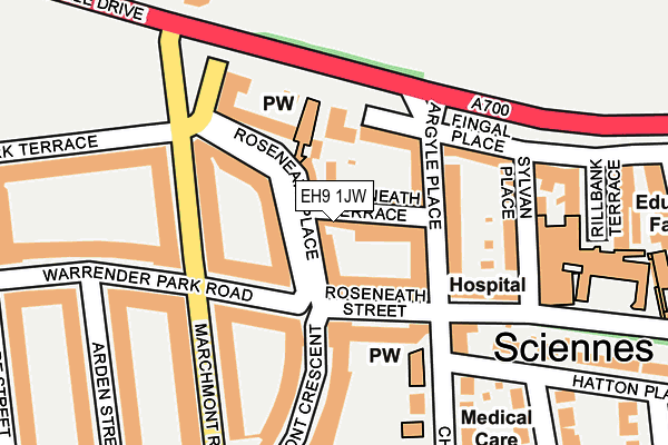 EH9 1JW map - OS OpenMap – Local (Ordnance Survey)