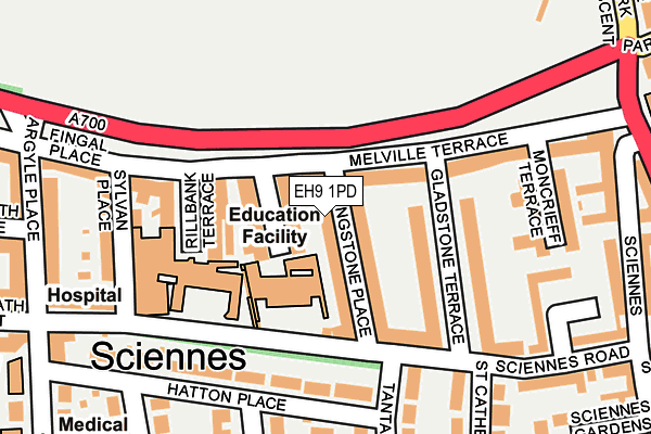 EH9 1PD map - OS OpenMap – Local (Ordnance Survey)