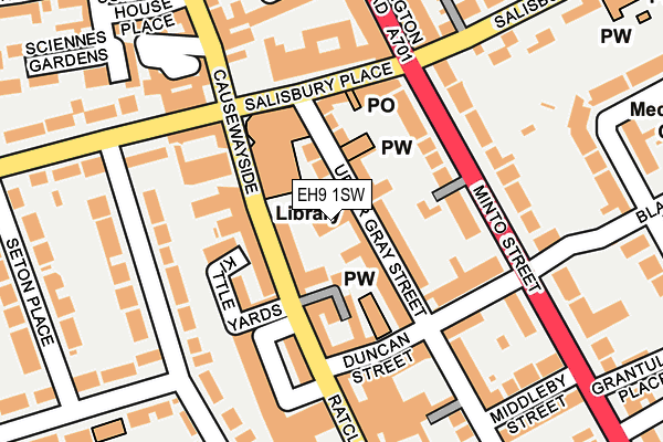EH9 1SW map - OS OpenMap – Local (Ordnance Survey)
