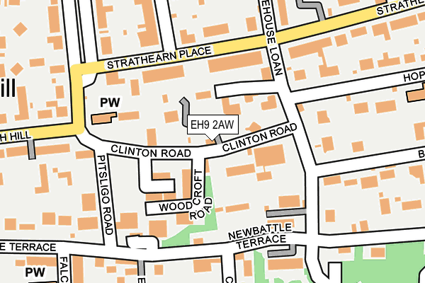 EH9 2AW map - OS OpenMap – Local (Ordnance Survey)