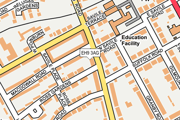 EH9 3AG map - OS OpenMap – Local (Ordnance Survey)
