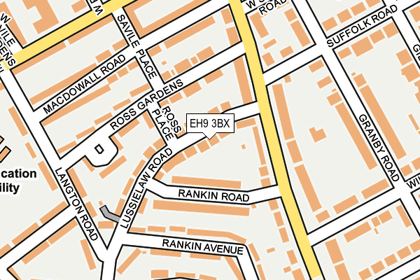 EH9 3BX map - OS OpenMap – Local (Ordnance Survey)