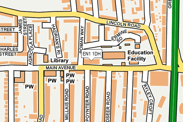 EN1 1DH map - OS OpenMap – Local (Ordnance Survey)
