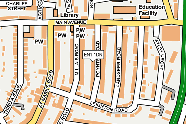 EN1 1DN map - OS OpenMap – Local (Ordnance Survey)