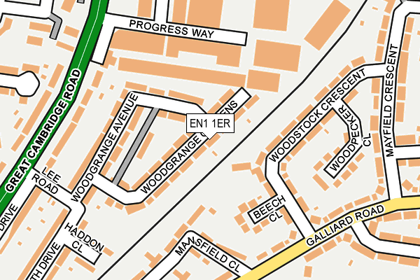EN1 1ER map - OS OpenMap – Local (Ordnance Survey)