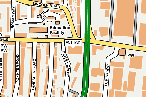 EN1 1GD map - OS OpenMap – Local (Ordnance Survey)