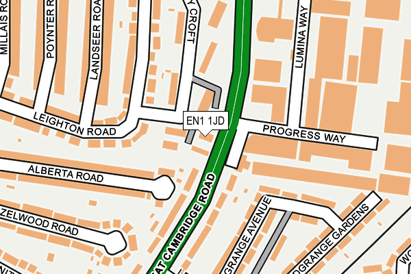 EN1 1JD map - OS OpenMap – Local (Ordnance Survey)